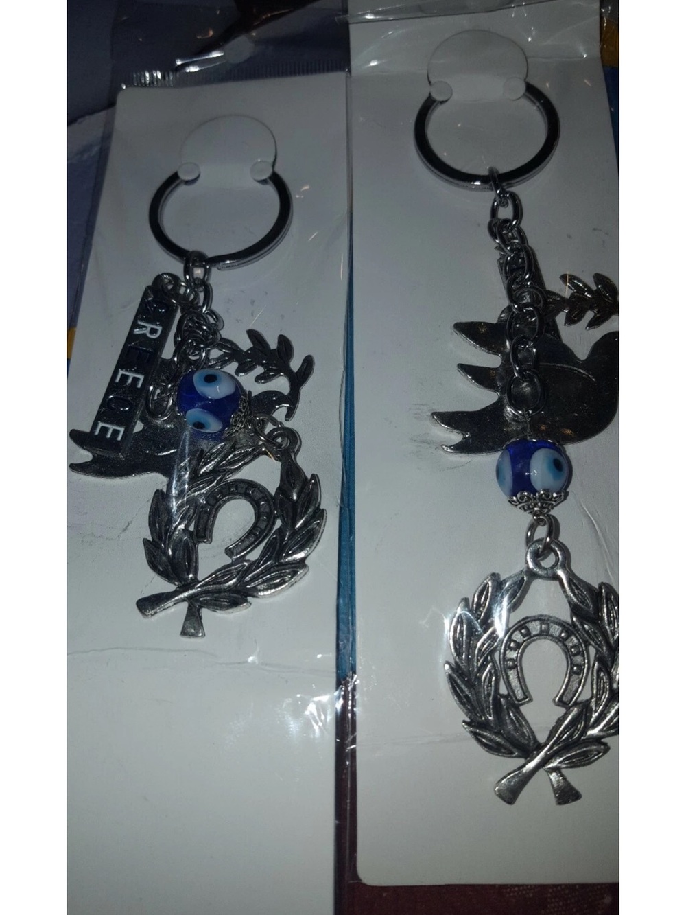 GREEK KEY CHAIN WITH Greek Olympics  AND EVIL Eye New from Greece vintage Y2K